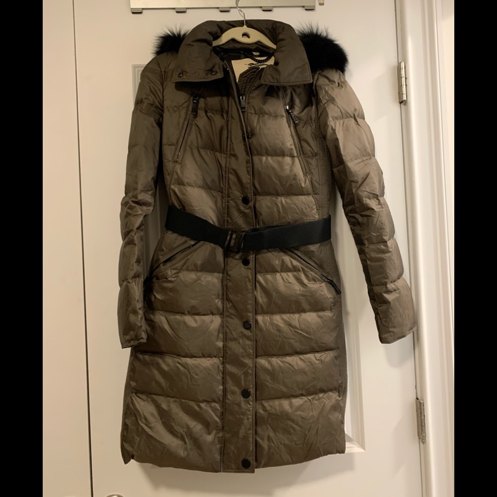 Burberry Down Coat w fur hood szS